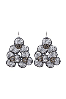 Black Hand Embroidered Earrings