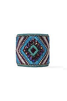 Blue Hand Embroidered Cuff Bracelet