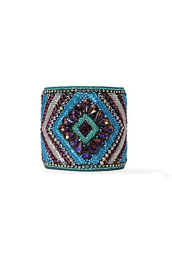 Blue Hand Embroidered Cuff Bracelet