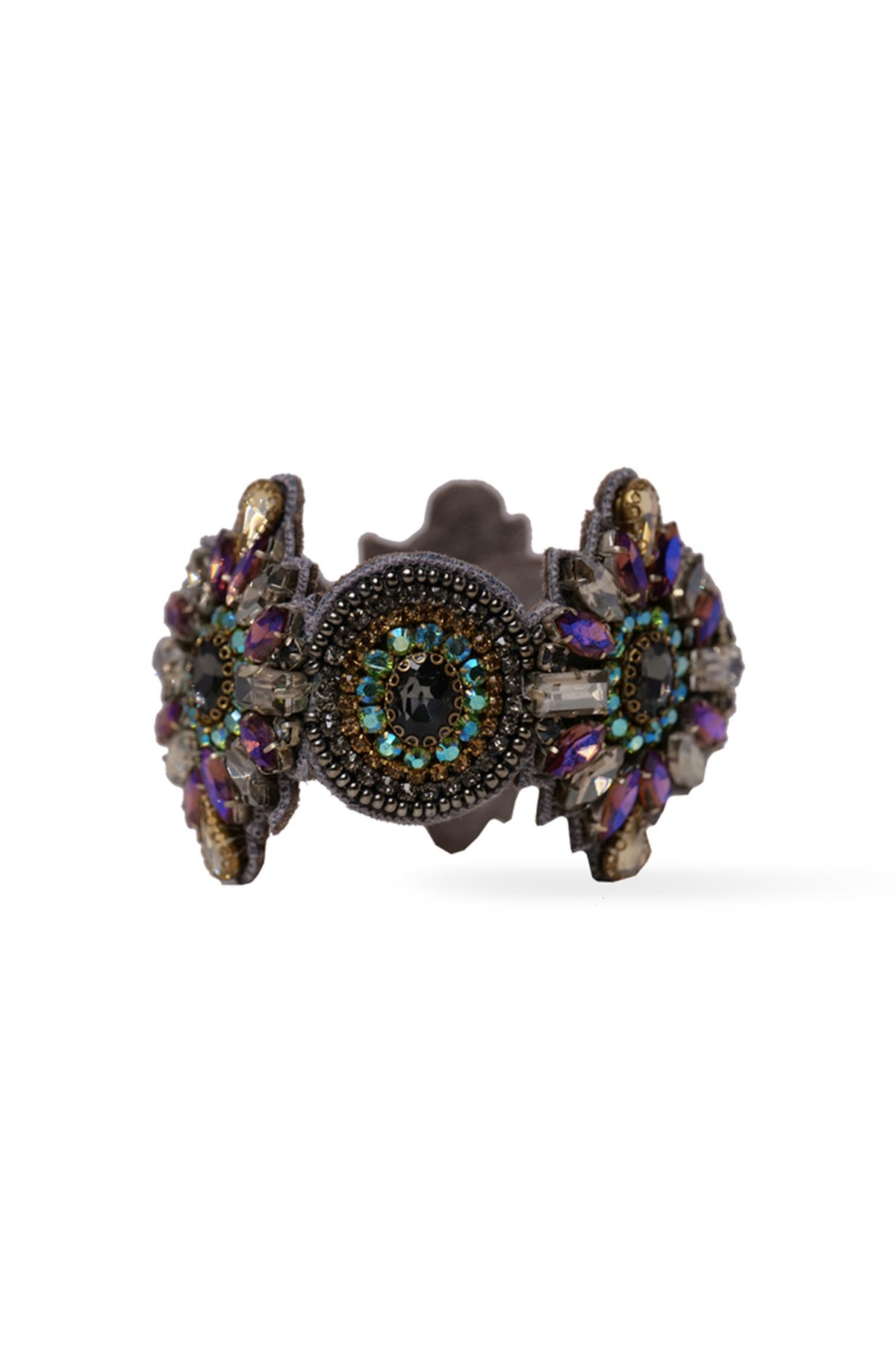 Multi-Colored Hand Embroidered Cuff Bracelet