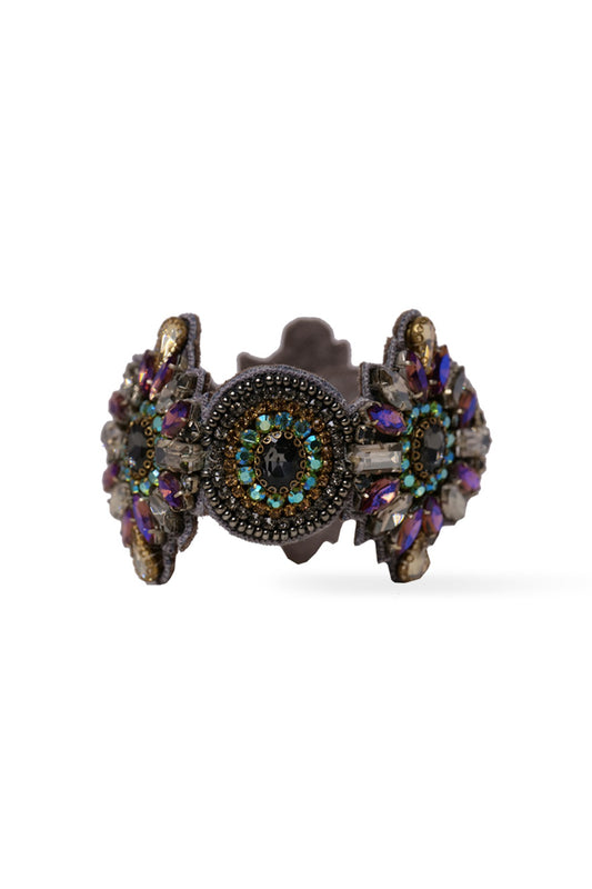 Multi-Colored Hand Embroidered Cuff Bracelet