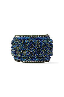 Blue Hand Embroidered Cuff Bracelet