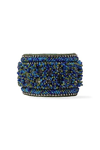 Blue Hand Embroidered Cuff Bracelet