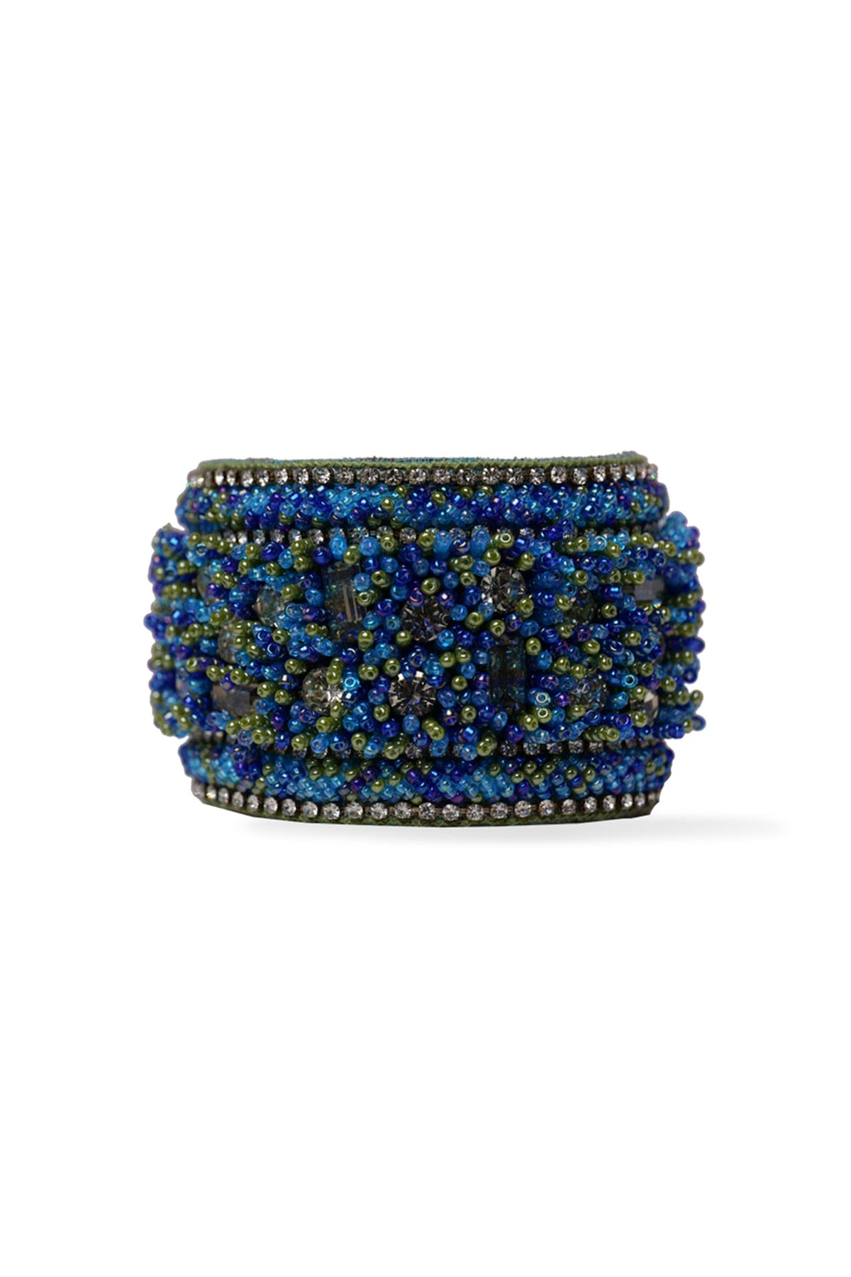 Blue Hand Embroidered Cuff Bracelet