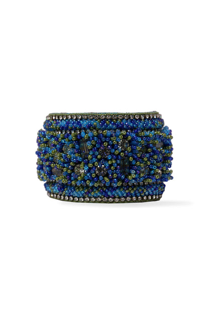 Blue Hand Embroidered Cuff Bracelet