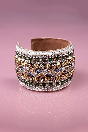 Multi-Colored Hand Embroidered Cuff Bracelet