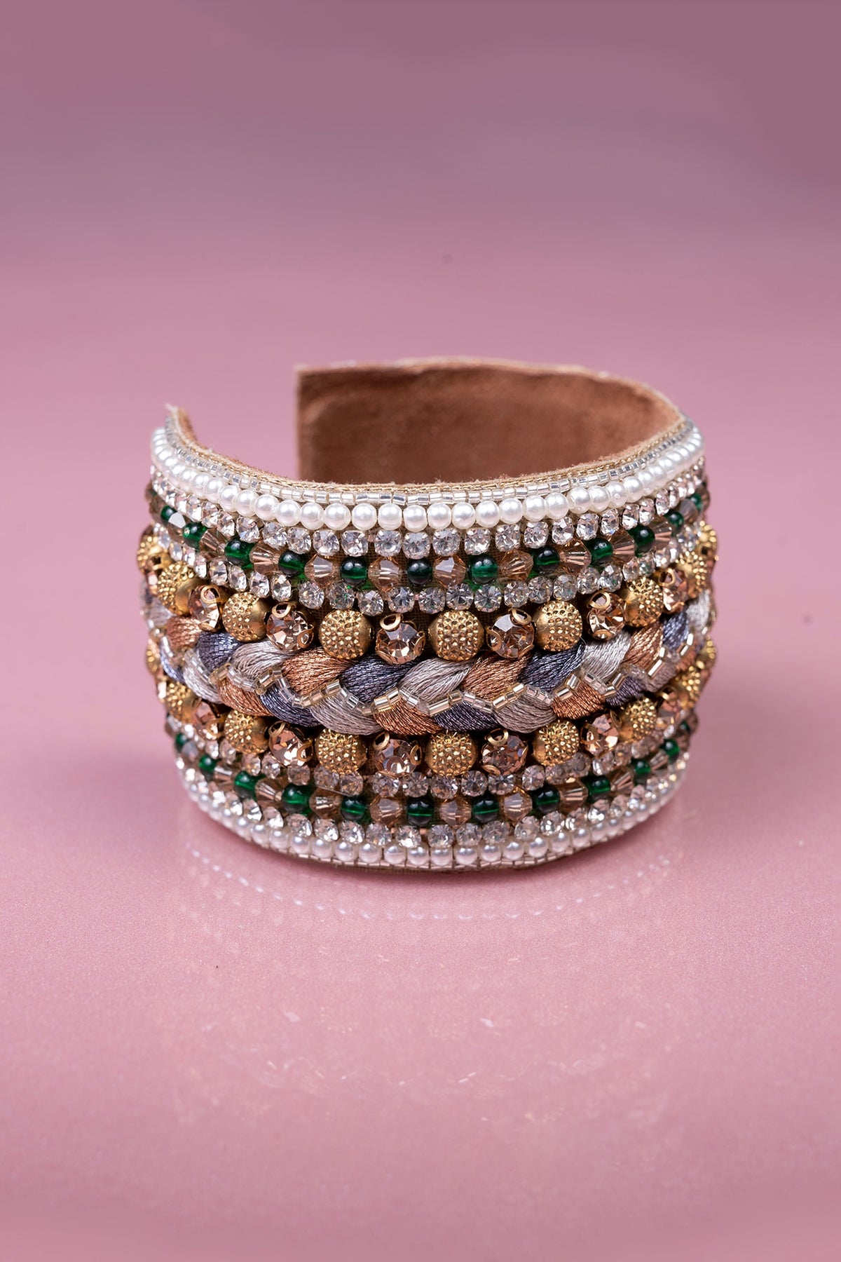Multi-Colored Hand Embroidered Cuff Bracelet