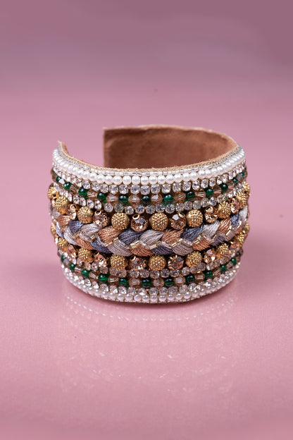 Multi-Colored Hand Embroidered Cuff Bracelet
