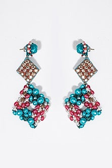 Multi-Colored Pearl Embroidered Dangler Earrings
