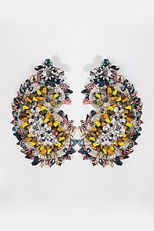 Multi-Colored Crystal Embroidered Dangler Earrings