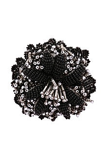 Black Suede Hand Embroidered Brooch