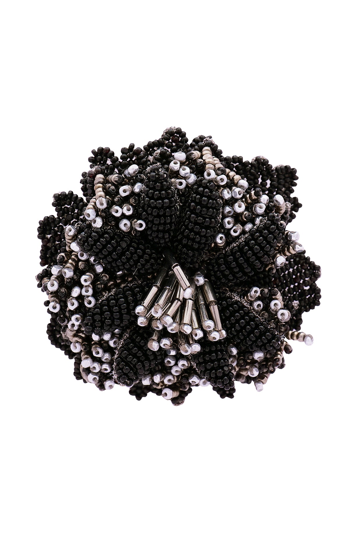 Black Suede Hand Embroidered Brooch