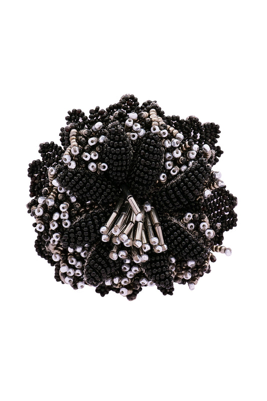 Black Suede Hand Embroidered Brooch