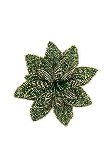 Green Suede Hand Embroidered Brooch