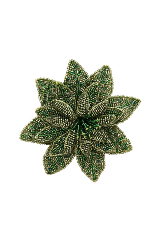 Green Suede Hand Embroidered Brooch
