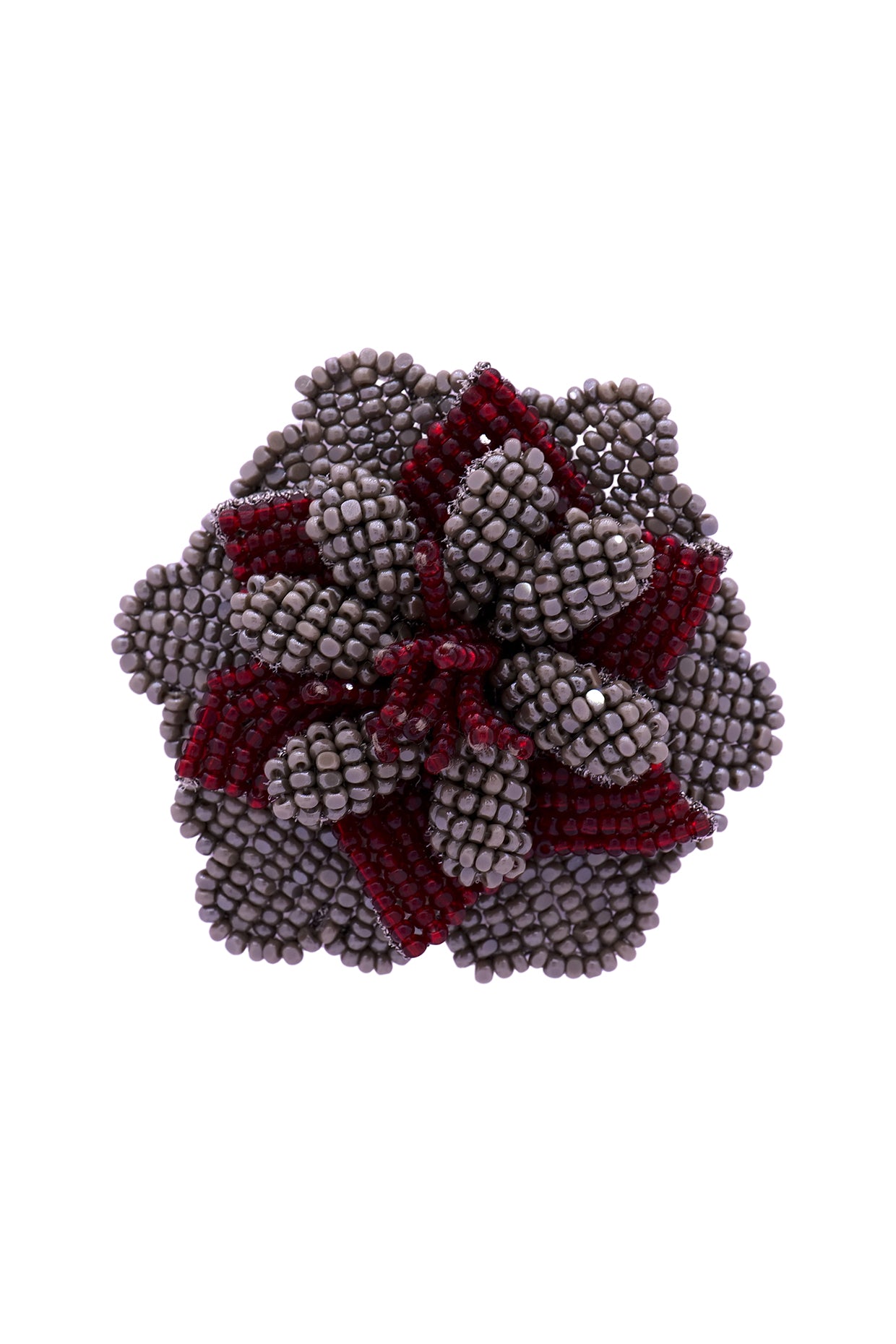 Maroon Suede Hand Embroidered Brooch
