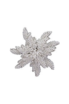 White Suede Hand Embroidered Brooch