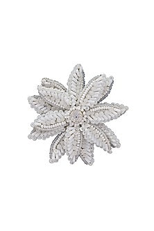 White Suede Hand Embroidered Brooch