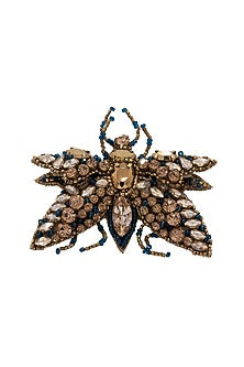 Gold Suede Hand Embroidered Brooch