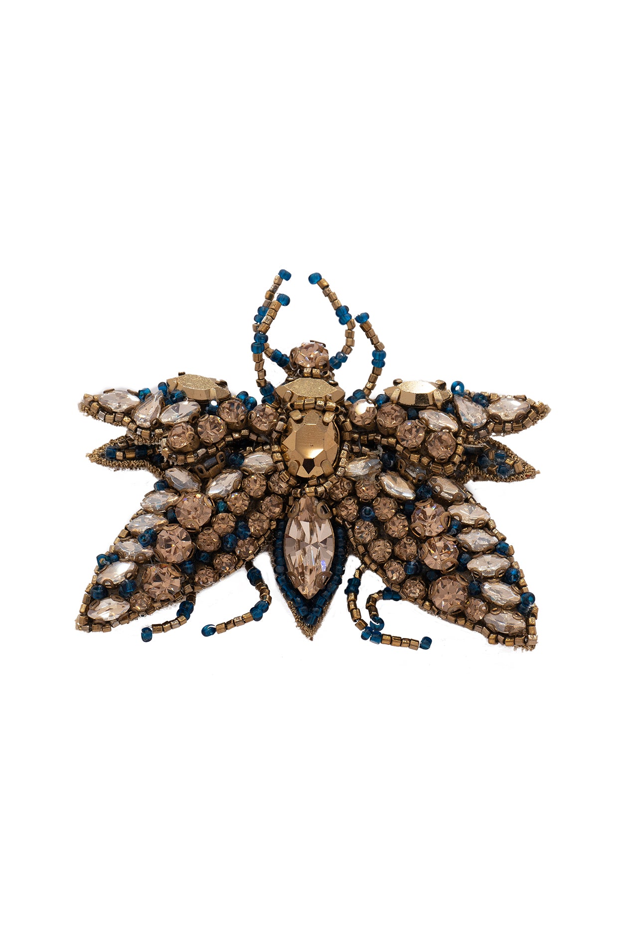 Gold Suede Hand Embroidered Brooch