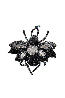 Black Suede Hand Embroidered Brooch