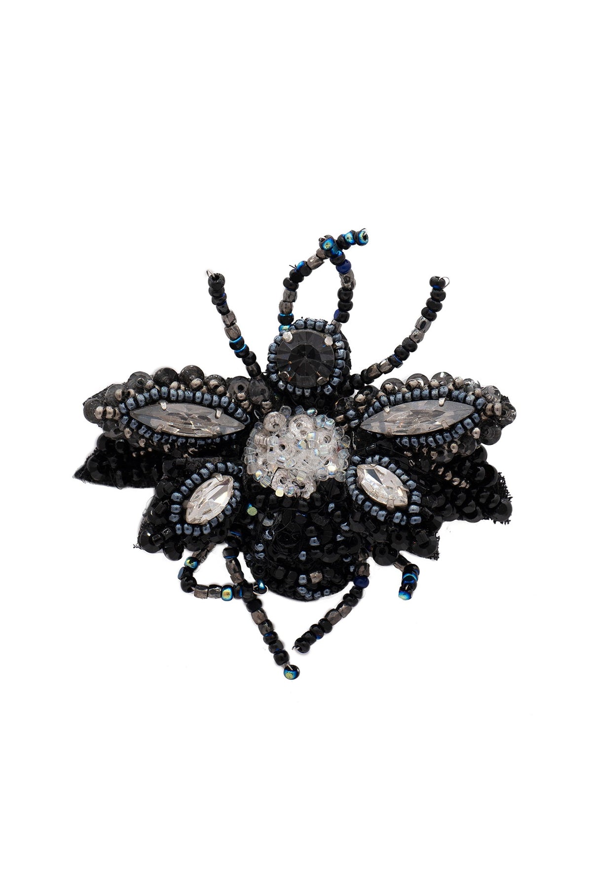 Black Suede Hand Embroidered Brooch