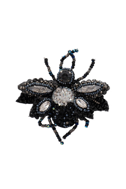 Black Suede Hand Embroidered Brooch
