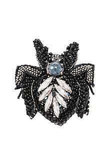 Black Suede Hand Embroidered Brooch