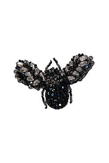 Black Suede Hand Embroidered Brooch