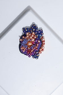 Multi-Colored Suede Hand Embroidered Brooch