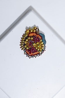 Multi-Colored Suede Hand Embroidered Brooch