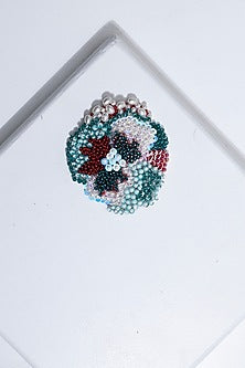 Blue Suede Hand Embroidered Brooch