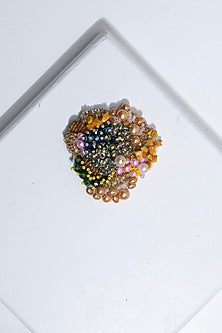 Multi-Colored Suede Hand Embroidered Brooch