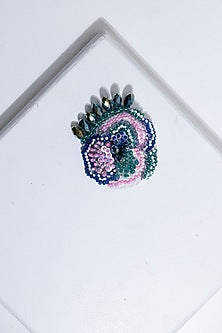 Multi-Colored Suede Hand Embroidered Brooch