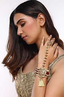 Gold Plated Haath Phool With Jhumka
