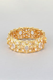Gold Plated Kundan Carved Bangle