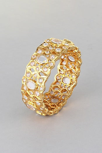 Gold Plated Kundan Carved Bangle