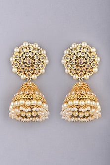 Gold Plated Kundan Jhumka Earrings