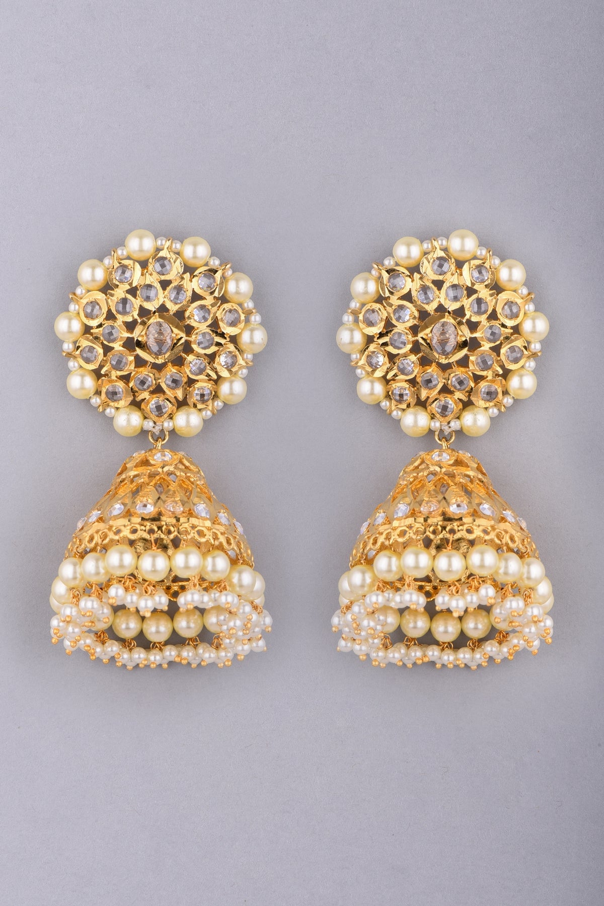 Gold Plated Kundan Jhumka Earrings