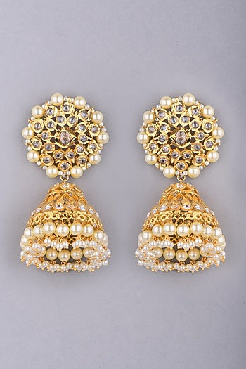 Gold Plated Kundan Jhumka Earrings