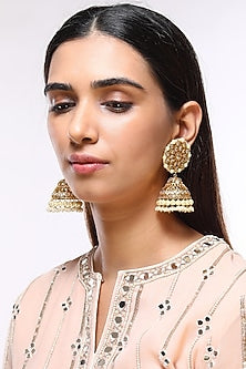 Gold Plated Kundan Jhumka Earrings