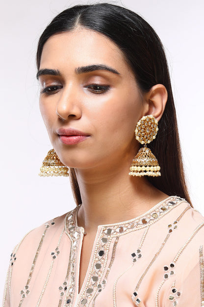 Gold Plated Kundan Jhumka Earrings