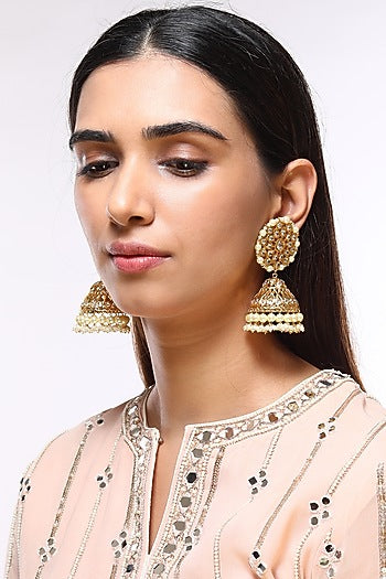 Gold Plated Kundan Jhumka Earrings