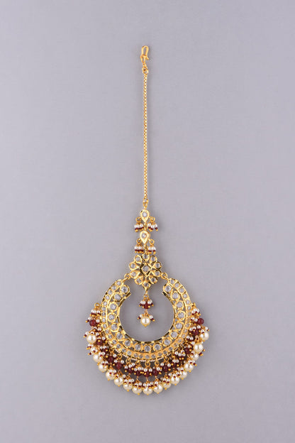 Gold Plated Pearl Maangtikka