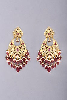 Gold Plated Red Onyx Earrings