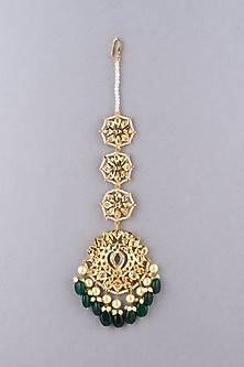Gold Plated Green Onyx Maangtikka