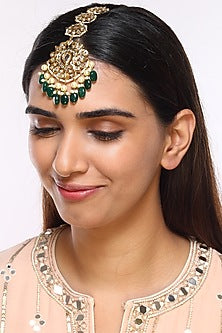 Gold Plated Green Onyx Maangtikka