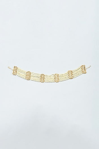 Gold Plated Pearl & Kundan Polki Mathapatti