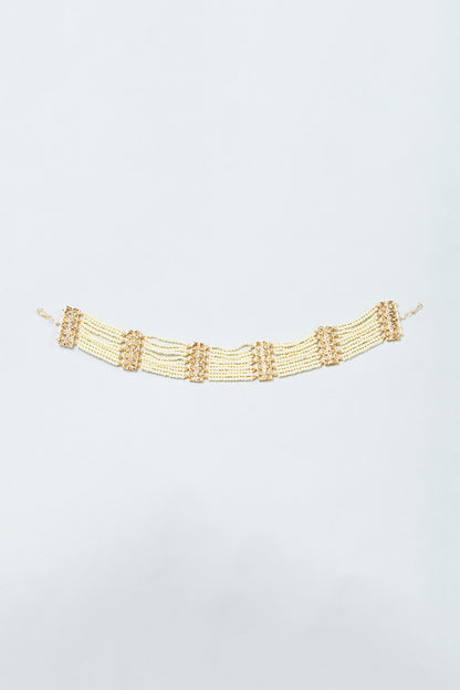 Gold Plated Pearl & Kundan Polki Mathapatti