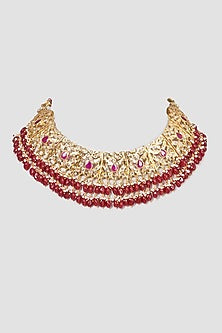Gold Plated Choker Necklace With Beads